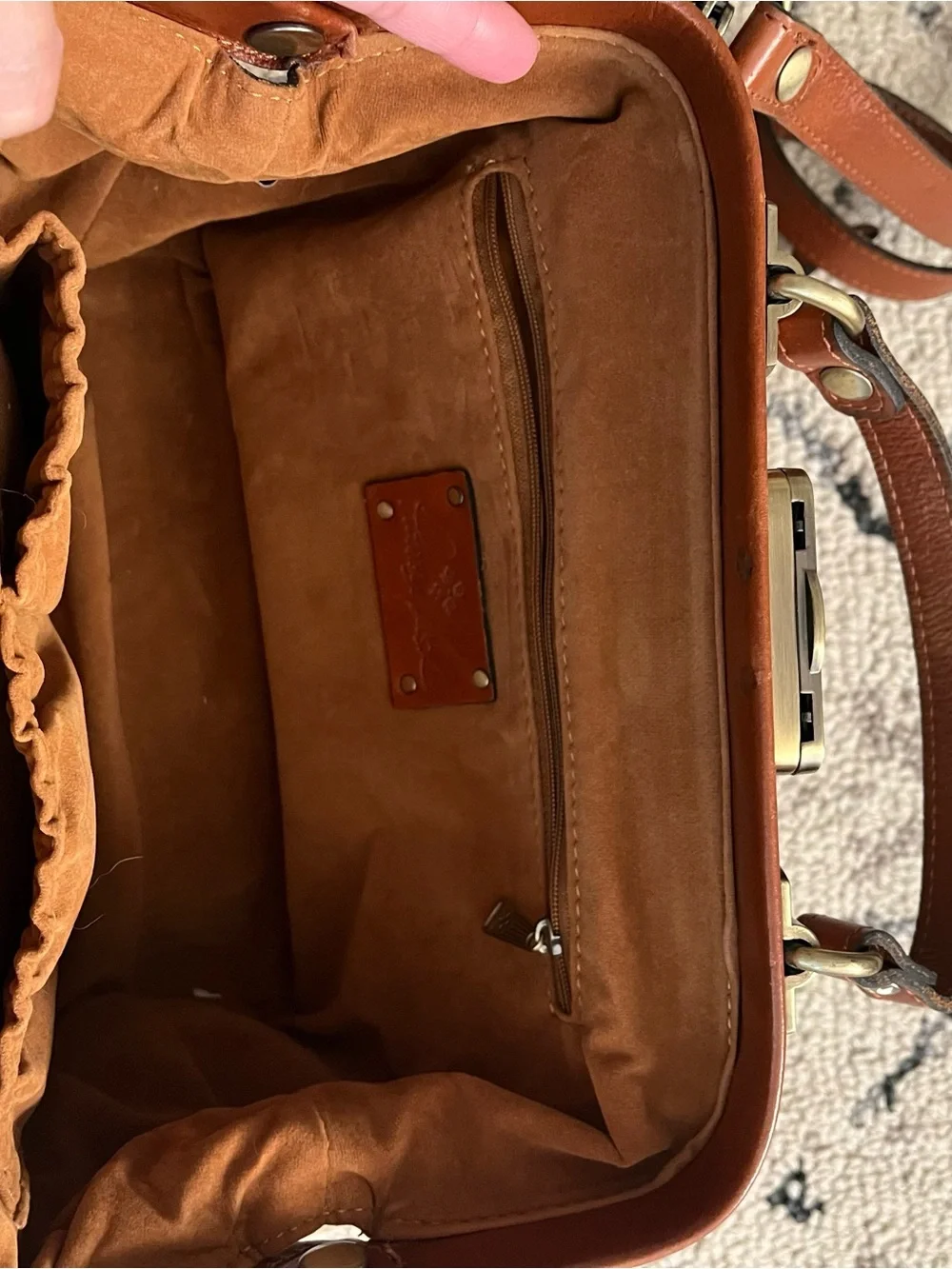 Patricia Nash Gracchi Floral Leather Satchel Crossbody Bag Cottagecore